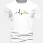 Regular Fit Beer Heartbeat Print Cotton T-Shirt