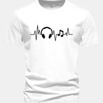Regular Fit Heartbeat Music Print Cotton T-Shirt