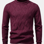 Heavyweight Geometric Jacquard Mock Neck Sweater