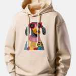 Colorful Sweater Dog Print Relax Fit Hoodie