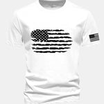 Regular Fit American Flag Print Cotton T-Shirt