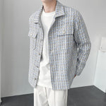 Short Woven Plaid Jacket