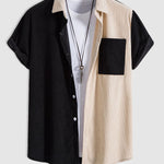 Men's Patchwork Corduroy Short-sleeve Shirt