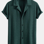 Muscle Fit Diamond Texture Cuban Shirt & Straight Leg Linen Pants
