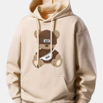 Stripe Bear Print Relax Fit Hoodie