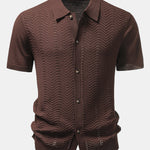 Textured Jacquard Button Up Knit Shirt