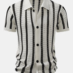 Stripe Eyelet Knitted Shirt