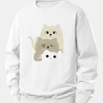 Three Cats Print Relax Fit Sweatshirt