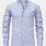 Long Sleeve Plaid Button Up Shirt & Slim Fit Tapered Trousers