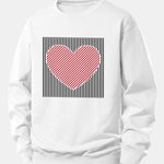 Striped Heart Print Relax Fit Sweatshirt
