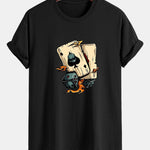 Regular Fit Dice Playing Cards Print Cotton T-Shirt