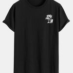 Palm Tree Print Cotton Arc Hem T-Shirt
