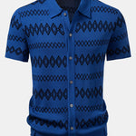 Geometric Knitted Button Up Shirt & Slim Fit Tapered Trousers