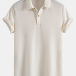 Short Sleeved Waffle Polo & Straight Leg Linen Pants