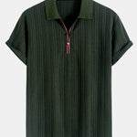 Textured Zipper Polo