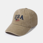 USA Flag Print Washed Baseball Cap