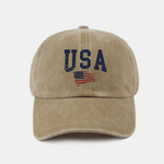 USA Flag Print Washed Baseball Cap