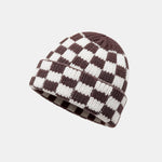 Unisex Autumn/Winter Thick Double-Layer Checkerboard Knitted Hat Outdoor Warm Couple Cap