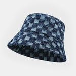 Vintage Washed Denim Checkerboard Basin Hat