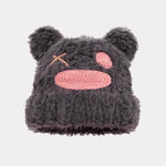 Fluffy Bear Ear Design Cute Beanie Hat Suitable For Autumn Winter