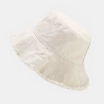 Solid Washed Cotton Frayed Bucket Hat