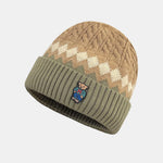 Warm Knitted Hat With A Little Bear Embroidery Pattern