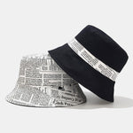 Newspaper Print Double Side Reversible Bucket Hat
