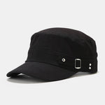 Solid Side Buckle Flat Top Baseball Cap