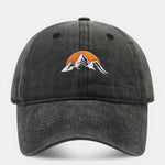 Mountain Sunset Embroidered Washed Distressed Baseball Cap