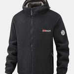 Polar Fleece Zipper Pocket Hooded Coat
