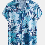 Musical Instrument Tropical Print Button Up Shirt & Swim Shorts
