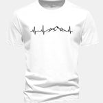 Regular Fit Heartbeat Mountain Print Cotton T-Shirt