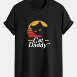 Regular Fit Cat Daddy Print Cotton T-Shirt
