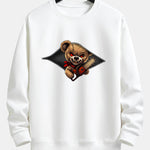 Halloween Zipper Evil Bear Print Relax Fit Sweatshirt