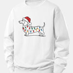 Christmas Light Dog Print Relax Fit Sweatshirt