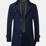Detachable Scarf Notch Lapel Wool Overcoat