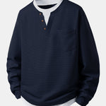 2 In 1 Button V-Neck Waffle T-Shirt With Pocket