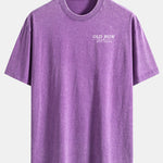 USA Old Row Beer Print Washed Distressed Drop Shoulder T-Shirt