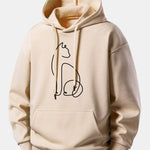 Cat Line Print Relax Fit Hoodie