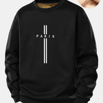 Paris Stripe Print Teddy Fleece Lined Sweatshirt