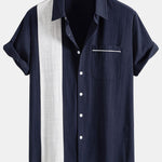 Linen Look Contrast Button Up Shirt