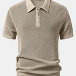 Eyelet Zip Up Knit Polo Shirt