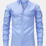 Long Sleeve Stripe Button Up Shirt & Elastic Waist Straight Leg Trousers
