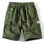 3 Pieces Solid Color Cargo Drawstring Shorts