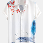 Oriental Ink Painting Button Up Shirt
