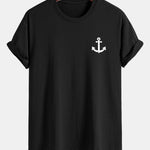 Regular Fit Anchor Print Cotton T-Shirt & Anchor Print Drawstring Swim Shorts