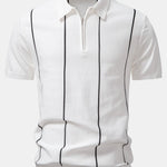 Stripe Zip Up Knitted Polo Shirt
