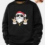 Hip Hop Santa Claus Print Teddy Fleece Lined Sweatshirt