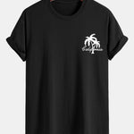 Regular Fit California Palm Tree Print Cotton T-Shirt & Palm Tree Print Swim Shorts