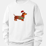 Christmas Dachshund Print Relax Fit Sweatshirt